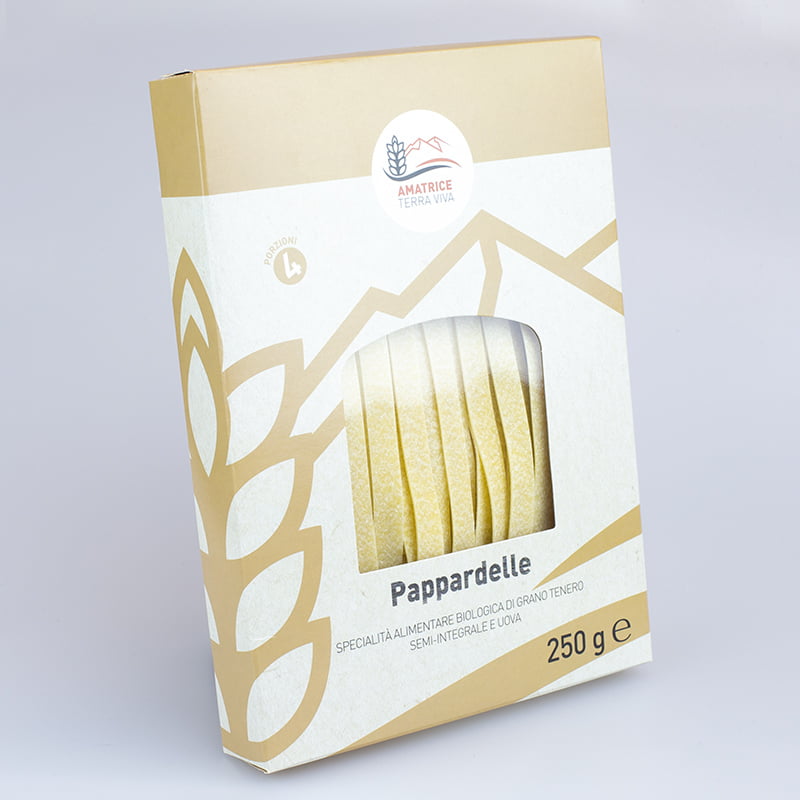 Organic semi-whole wheat and egg pappardelle gr. 250