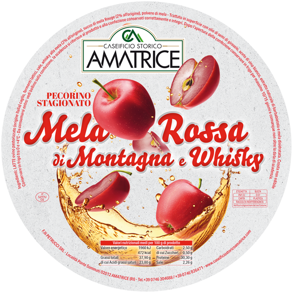 PECORINO MELA ROSSA di MONTAGNA e WHISKY4 kg circa